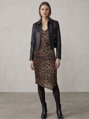 NWT Rachel Roy Leopard Stretch Drape Dress Animal Mob Chic Sz XS